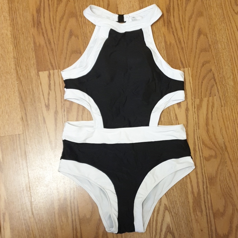 Black and white bathing suit